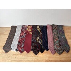 Lot of 10 Men's Vintage Silk Ties - Ornate Paisley, Floral & Bold Pattern Mix